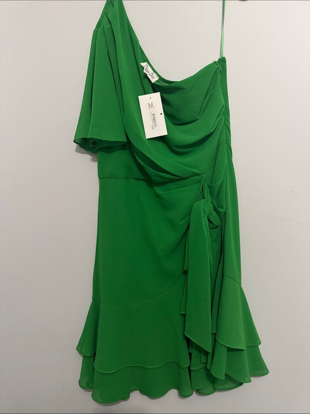 Green One-Shoulder Ruffle Dress